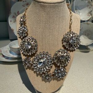 Statement Clear Crystal Floral Necklace - Women Jewelry